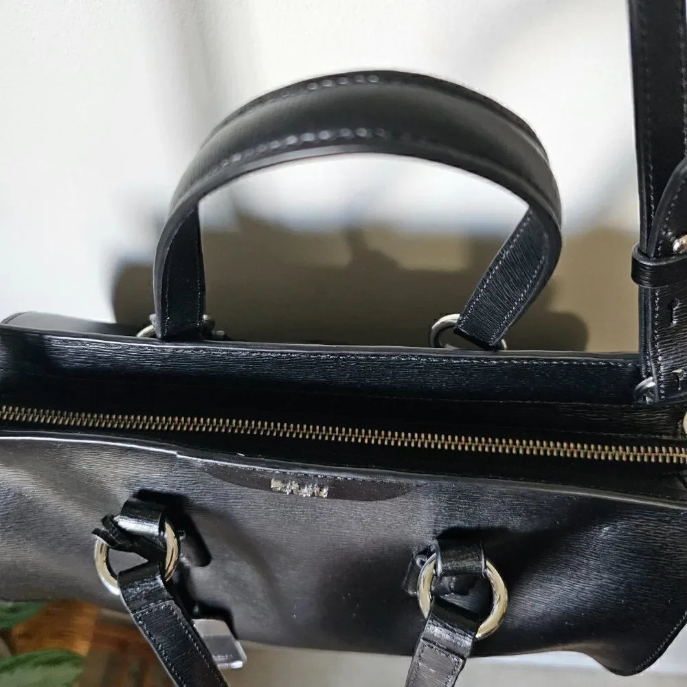 LIKE NEW LAUREN RALPH LAUREN BLACK LEATHER SATCHEL / SHOULDER BAG MEDIUM